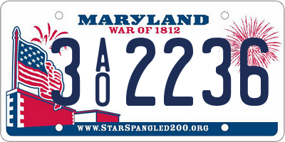 MD license plate 3AO2236