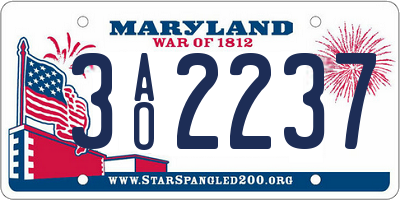 MD license plate 3AO2237