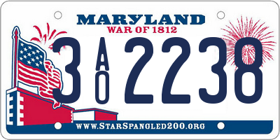 MD license plate 3AO2238