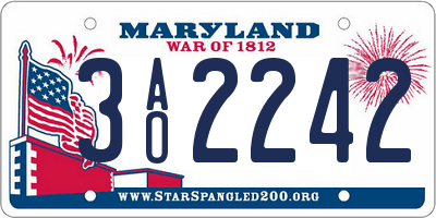 MD license plate 3AO2242