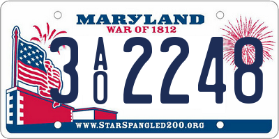 MD license plate 3AO2248