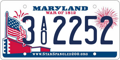 MD license plate 3AO2252