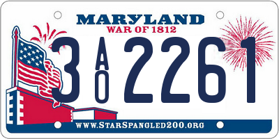 MD license plate 3AO2261