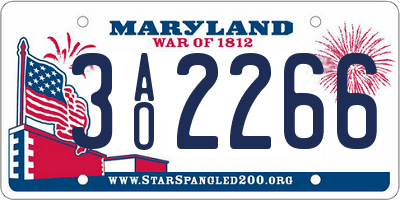 MD license plate 3AO2266