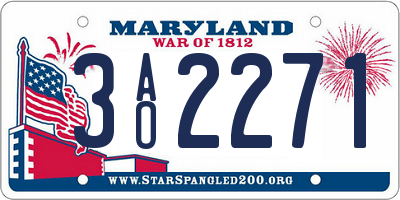 MD license plate 3AO2271