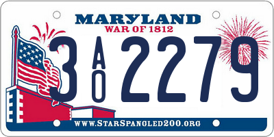 MD license plate 3AO2279