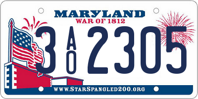 MD license plate 3AO2305