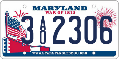 MD license plate 3AO2306