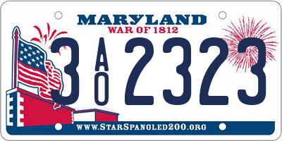 MD license plate 3AO2323