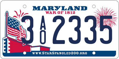 MD license plate 3AO2335