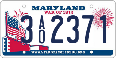 MD license plate 3AO2371