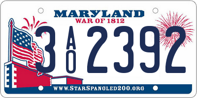 MD license plate 3AO2392