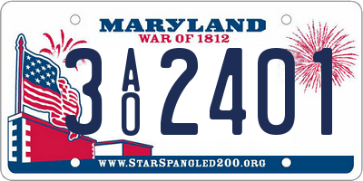 MD license plate 3AO2401