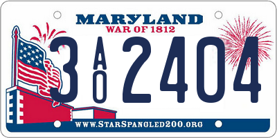 MD license plate 3AO2404
