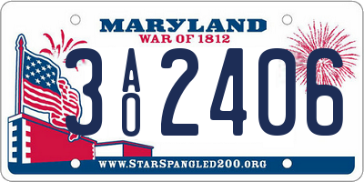 MD license plate 3AO2406
