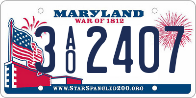 MD license plate 3AO2407