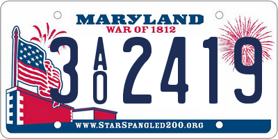 MD license plate 3AO2419