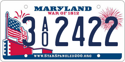 MD license plate 3AO2422