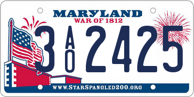 MD license plate 3AO2425