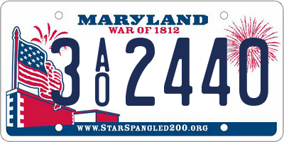 MD license plate 3AO2440