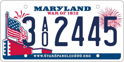 MD license plate 3AO2445