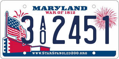 MD license plate 3AO2451