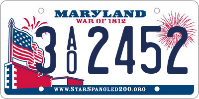 MD license plate 3AO2452