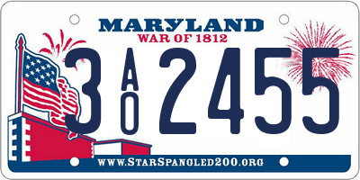 MD license plate 3AO2455
