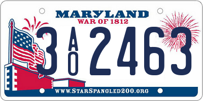 MD license plate 3AO2463
