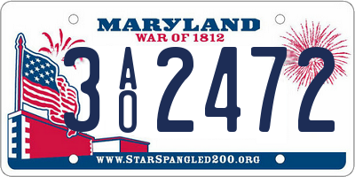 MD license plate 3AO2472