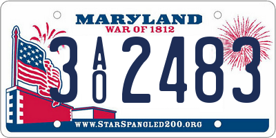 MD license plate 3AO2483