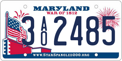 MD license plate 3AO2485