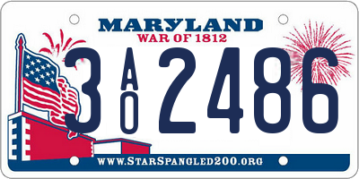MD license plate 3AO2486