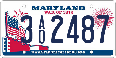 MD license plate 3AO2487