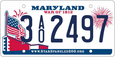 MD license plate 3AO2497
