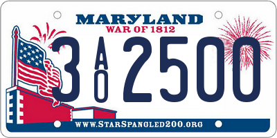 MD license plate 3AO2500