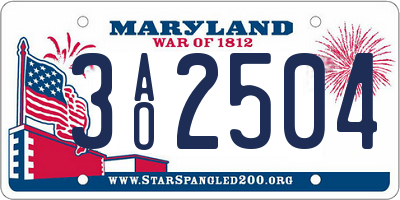 MD license plate 3AO2504