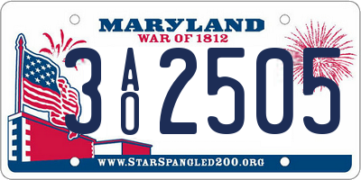 MD license plate 3AO2505