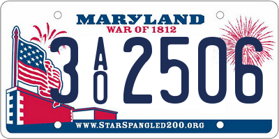 MD license plate 3AO2506