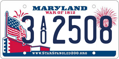MD license plate 3AO2508