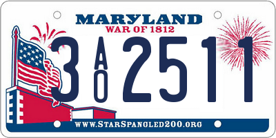 MD license plate 3AO2511