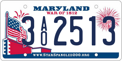 MD license plate 3AO2513