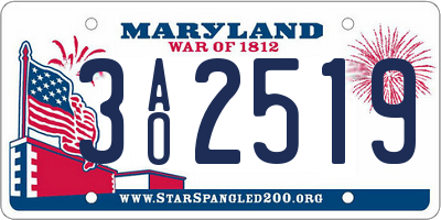 MD license plate 3AO2519