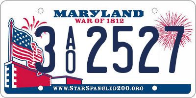 MD license plate 3AO2527