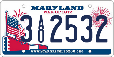 MD license plate 3AO2532
