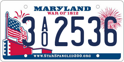 MD license plate 3AO2536