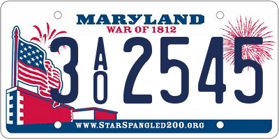 MD license plate 3AO2545