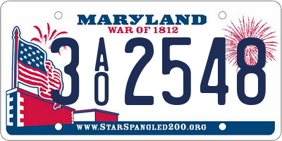 MD license plate 3AO2548