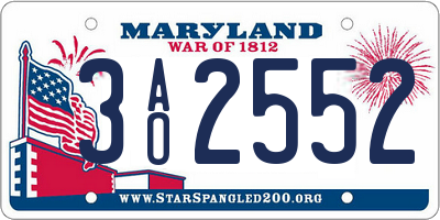 MD license plate 3AO2552