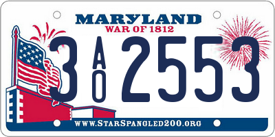 MD license plate 3AO2553